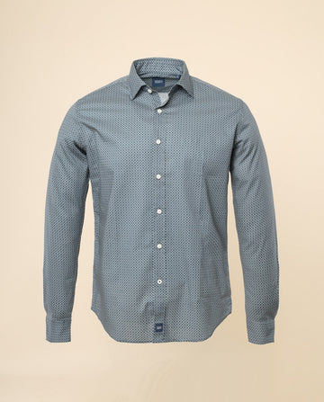 Camisa Casual 100% Algodão em Azul
